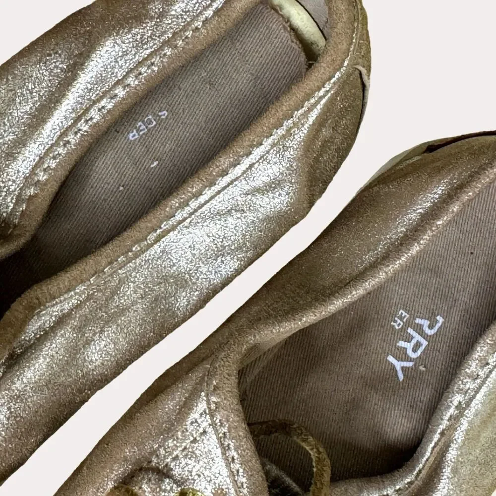 Sperry Seacoast Metallic Gold Sneakers Shoes Flats Leather Womens 7.5 bv